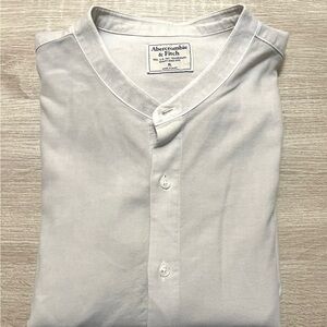 Abercrombie & Fitch Men's Button-Down Long Sleeve Shirt Collarless Casual
